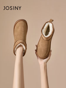 Josiny | Genuine Leather Insulated Thicker Snow Boots Faux Fur Lined Shoes