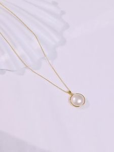 925 Silver Hemispherical Mabe Pearl Pendant 14-16mm