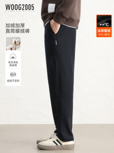 Quần Dài Ống Đứng Dày Lót Lông Cừu Màu Đen Co Giãn Lưng Rộng Thoải Mái Cho Nam Mùa Thu Đông Quần Dài Thường Ngày