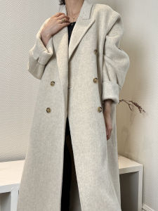 Double-Sided Cashmere Woolen Coat Womens Mid-Length Spring Autumn New Korean Style Loose Versatile Hepburn Style Jacket
