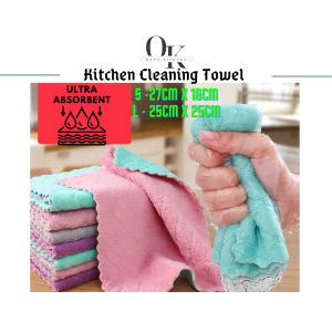 Kitchen Towel Super Absorbent Microfiber Cleaning Cloth Extra Thick Dishcloth Household Soft Practical Kain Dapur