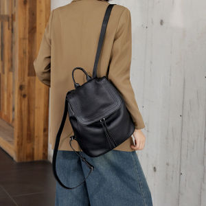 Leather Double Shoulder Bag Womens 2025 New Fashion Versatile Commuting Backpack Large Capacity Travel Bag Casual Soft Leather