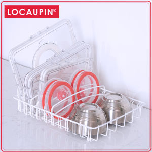 Locaupin Food Container Lid Organizer Container Cover Metal Storage Basket Tableware Organizer Drinkware Storage Basket