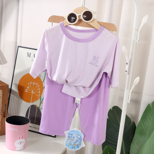 Childrens Modal Sleepwear Pure Color Summer Set Thin Short Sleeve Baby Pajamas Boys Girls Home Clothes Fresh Style