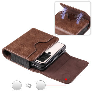 Foldable Screen Mobile Phone Waist Bag Compatible with Huawei Oppo Xiaomi Honor Vivo Belt Hanging Pouch Leather Cover
