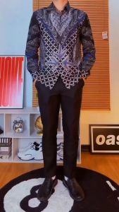 BATIK PUTRA JAWA Motif Nayeswara Navy Kemeja Batik Pria Slimfit Premium Bahan Katun Lapis Furing