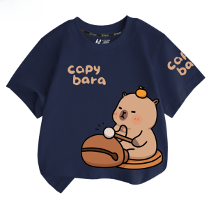 Capabala Capybara Junri Cute Cartoon Short Sleeve T-shirt Male Female Kids Clothes Student Baby Pure Cotton Half Sleeve