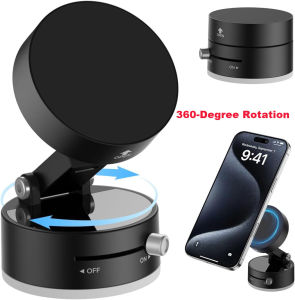 XMSJ | 360° Rotatable Upgraded A3 Vacuum Magnetic Phone Holder – N52 Strong Magnet One-Button Exhaust Strong Suction Cup for Smooth