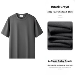 Miiow | Pure Cotton Short Sleeve T-Shirt Men Summer Thin Round Neck Half Sleeve Loose Large Size Men Base Shirt Modern Style Solid Color