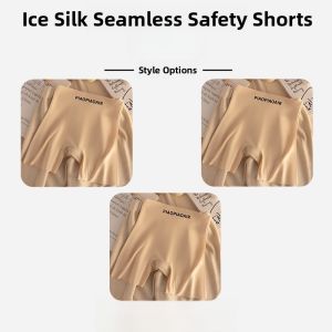 Miiow | Womens Ice Silk Safety Pants High Waist Short Shorts Anti-Light Bottoming Tights Two-In-One Invisible Design Underwear