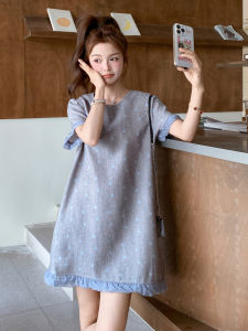 Sweet Youthful Polka Dot Bubble Sleeve 2025 New Korean Fashion Versatile Slimming Dress Elegant A-Line Skirt for Women