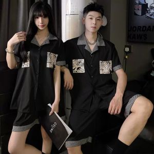 PAZHAOLANG | Oversized Color-block Short Sleeve Short Pants Loungewear 300lbs