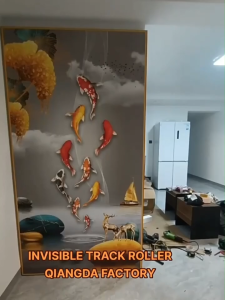 Ghost Door Hardware Track Aluminum Frame Invisible Buffer Hanging Wheel Bathroom Kitchen Trackless