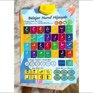 Poster Edukasi Bersuara Hijaiyah Huruf Angka Hewan Buah Suara Belajar 3 Bahasa Ngaji Bunyi Membaca