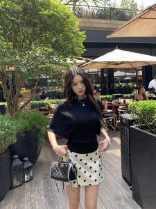 New Fall Black Stylish Short Sleeve Short Knitwear