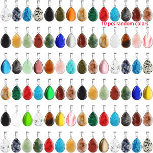 10 Chiếc Mặt Dây Chuyền Hình Giọt Nước Pha Lê Các Loại Hạt Đá Quý Thạch Anh Chakra Dùng Làm Trang Sức Tự Làm