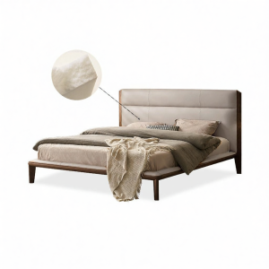 YUANSHI YUANSU | Solid Black Walnut Luxury Soft Padded Double Bed 1.8m