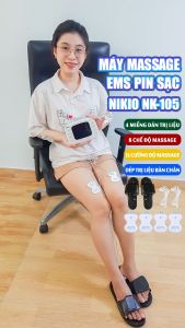 Máy Masssage Xung Điện 4 Dán Nikio NK-105 - Mát Xa Toàn Thân Kết Hợp Dép Massage Thư Giãn Lòng Bàn Chân - Pin Sạc Tiện Lợi