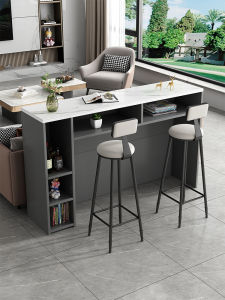 Modern Minimalist High-legged Dining Table Home Use Long Table Rock Panel Sofa Back Cabinet Luxury Solid Wood Living Room Partition