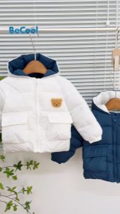 Áo Khoác Mặt Gấu Cho Bé BECOOL  Áo Phao 2 Túi Cho Bé Trai- Bé Gái Cực Ấm Từ 8-22Kg
