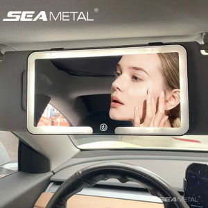 กระจกเงาโต๊ะเครื่องแป้งตกแต่งภายในที่ชาร์จไฟบนรถยนต์1200MAh พร้อมไฟ Led กระจกเอชดีแต่งหน้าปรับความสว่างได้3สี