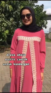 Gamis Dewasa Simple Elegan Malea Dres Ceruty Babydoll Full Puring Mix Renda Dress Kondangan Wanita Elegan Kekinian Baju Muslim Remaja Terbaru Viral Warna Pink Purple Seragaman Pengajian