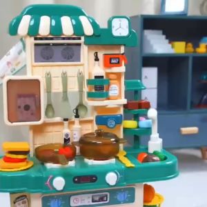 Bộ đồ chơi nhà bếp cao cấp cỡ lớn cao 72cm có hiệu ứng âm thanh khói và vòi nước bếp nấu ăn cho bé