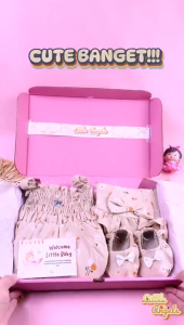 Hampers Bayi Perempuan Premium Setelan Dress Bayi Jumper Lucu 3in1 Free Box / Kado Bayi lahir