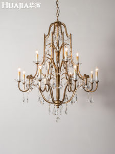 American Style Large Crystal Chandelier Villa Apartment Loft Staircase Light Living Room High Ceiling Hollow Villa Lighting