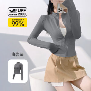 Womens Thin Sport Jacket Breathable Zipper Yoga Top Stand Collar Quick Dry Long Sleeve Fitness Suit Outdoor Running Jacket