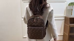 Louiswill Beg Galas Wanita Beg Bahu Riveted Mewah Kembali Pek Kalis Air Oxford Kain Ransel Kapasiti Besar Ransel Ringan Ransel Ransel Kasual Zip Pek