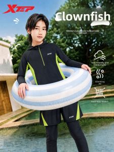 XTEP | Color Blocked Boys Swimwear Long Sleeve and Pant Conservative Separates for Vacation