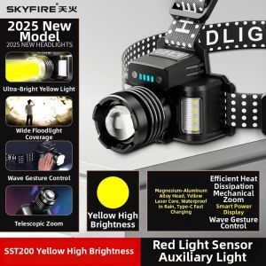SKY FIRE | High-Brightness Rechargeable Yellow Light Fishing Headlamp