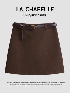 Váy Ngắn Chữ a Cạp Cao Màu Nâu Phong Cách La Chapelle Cho Nữ Mùa Thu Đông Váy Ngắn Chữ a Bó Sát Có Lớp Lót Chống Tĩnh Điện