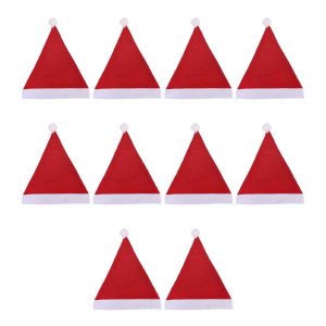 10x Adult Kid Christmas Hat Non-Woven Fabric Santa Claus Xmas Hat Cap Merry Christmas Party Festival Decoration Gift Photo Prop