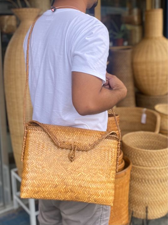 Rattan bag for men online