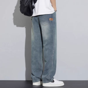 Jeanswest Mens Starry Sky Pattern Straight Leg Thin Jeans Spring Summer Casual Wear Resistant Cotton Polyester Blend