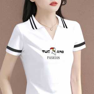 TUCANO Wooden Duck Polo Short Sleeve Womens T-Shirt Summer Fashionable Large Size Top Shoulder Half Sleeve Casual Cotton Blend