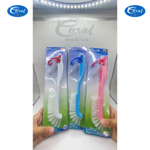 Coral Babies 2-in-1 Baby Bottle Brush With Foldable Nipple Brush Soft And Gentle Bristles