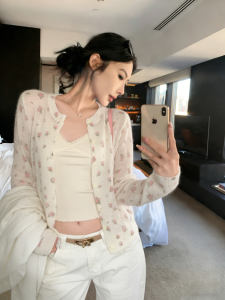 YUANYA | Floral Knit Cardigan Women Spring Autumn Soft Slim Fit Loose Style