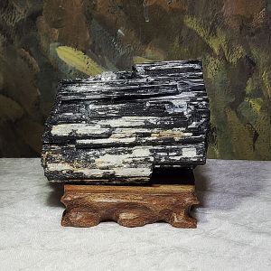928 grams Raw Black Tourmaline with silvery Mica very reflective surface [Natural Crystal]
