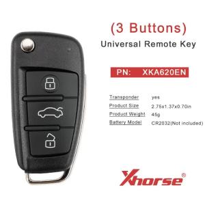 Chìa Khóa Điều Khiển Từ Xa Có Dây Đa Năng XHORSE XKA620EN Dành Cho Audi A6L Loại XK Series Tương Thích Với Dụng Cụ VVDI Công Cụ Lập Trình Chìa Khóa.
