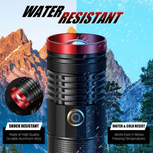 WEST BIKING Outdoor Flashlight Zoomable USB Rechargeable Outdoor Camping Hiking Travel LED Flashlight Waterproof Multi-Functional Spotlight Aluminum Alloy Portable Light