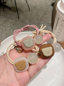 ริบบิ้นยางยืดลายหมีสุดน่ารัก สไตล์เกาหลี ทรงหางปลาสีสันสดใส ประดับผมสไตล์เกาหลี สำหรับเด็กผู้หญิง ติดผมแบบมีสายรัด