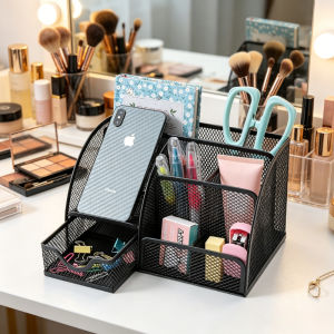 Multi-grid metal pen holder Multifunctional office stationery storage Drawer desktop storage box