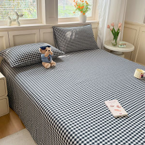 100% Cotton Washed Cotton Flat Sheet Plaid Yarn-Dyed Bed Sheet Soft Breathable Wrinkle Resistant All Season Bedding Top Sheet