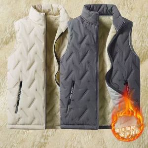 Mens Fleece Lined Thickened Vest Winter Inner Wear Warm Cold Resistant Sheepskin Lamb Velvet Jacket Casual Fashion Style