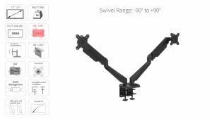 Flight Dual Ergofly PRO PLUS Monitor Arm with Laptop Holder Bundle LCD Arm Monitor Mount Vesa Monitor Stand Come with 2 X USB 1 X Media Port Dynamic Spring Mechanism International Vesa Compatible 0.5-8kg Cable Management Included