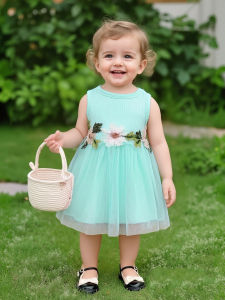 Children Eden 0-3yrs old infant baby floral tulle dresses newborn baby flower sleeveless dresses for toddler girls all match bab