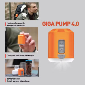 Rechargeable Portable Air Pump GIGA Pump 4.0 Mini Air Pump 4.2kPa with Camping Lantern for Hiking / Sleeping Pad / Swimming Ring
